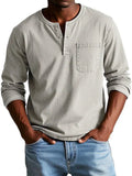 t-shirt homme manches longues col henley grande taille en beige