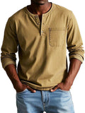 t-shirt homme manches longues col henley grande taille en kaki