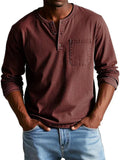 t-shirt homme manches longues col henley grande taille en rouge