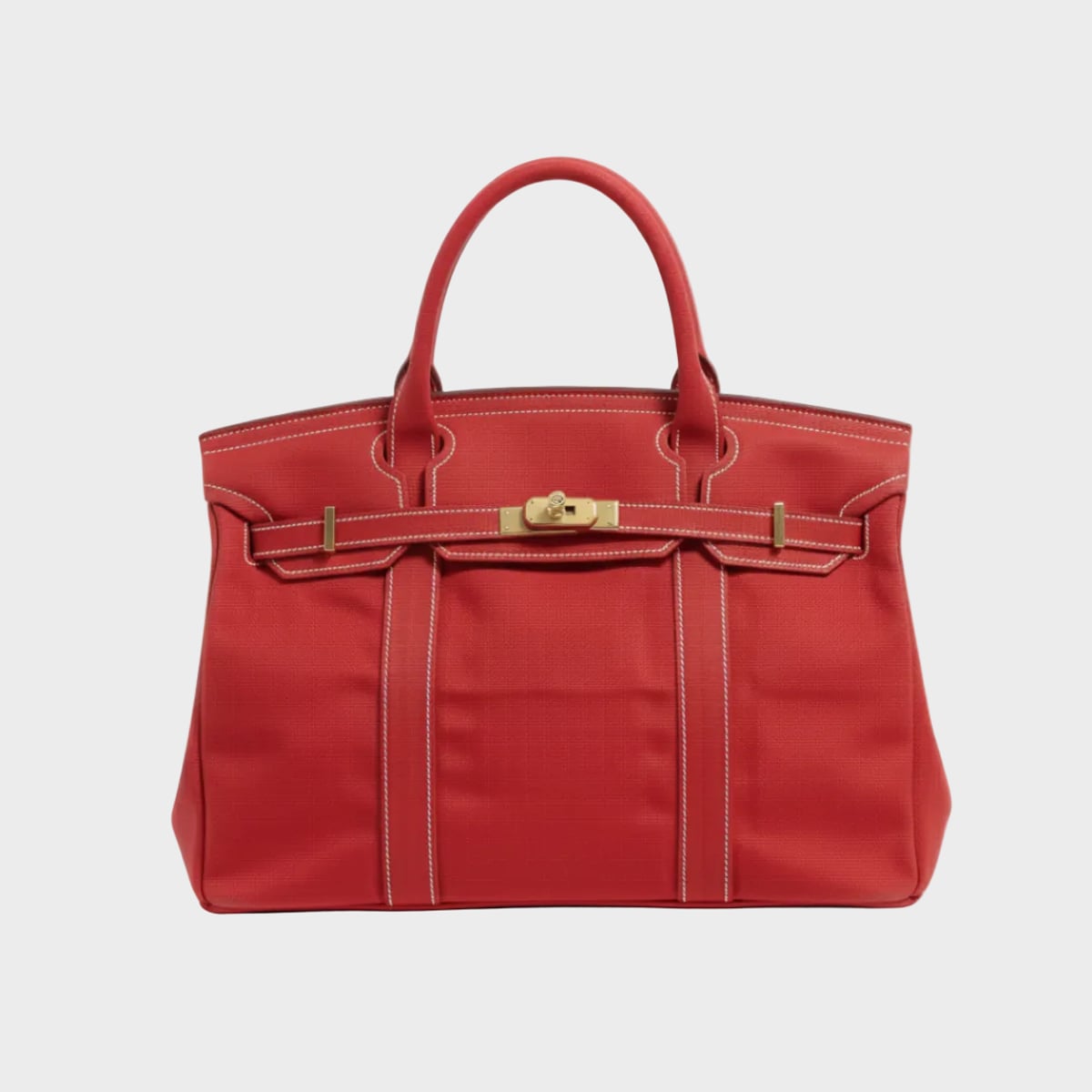 tote bag femme structuré anse courte en rouge uni