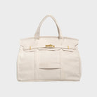 tote bag femme structuré anse courte en blanc lin