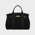 tote bag femme structuré anse courte en noir uni