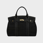 tote bag femme structuré anse courte en noir uni