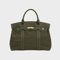 tote bag femme structuré anse courte en vert olive uni