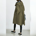 trench coat femme imperméable à capuche en vert militaire