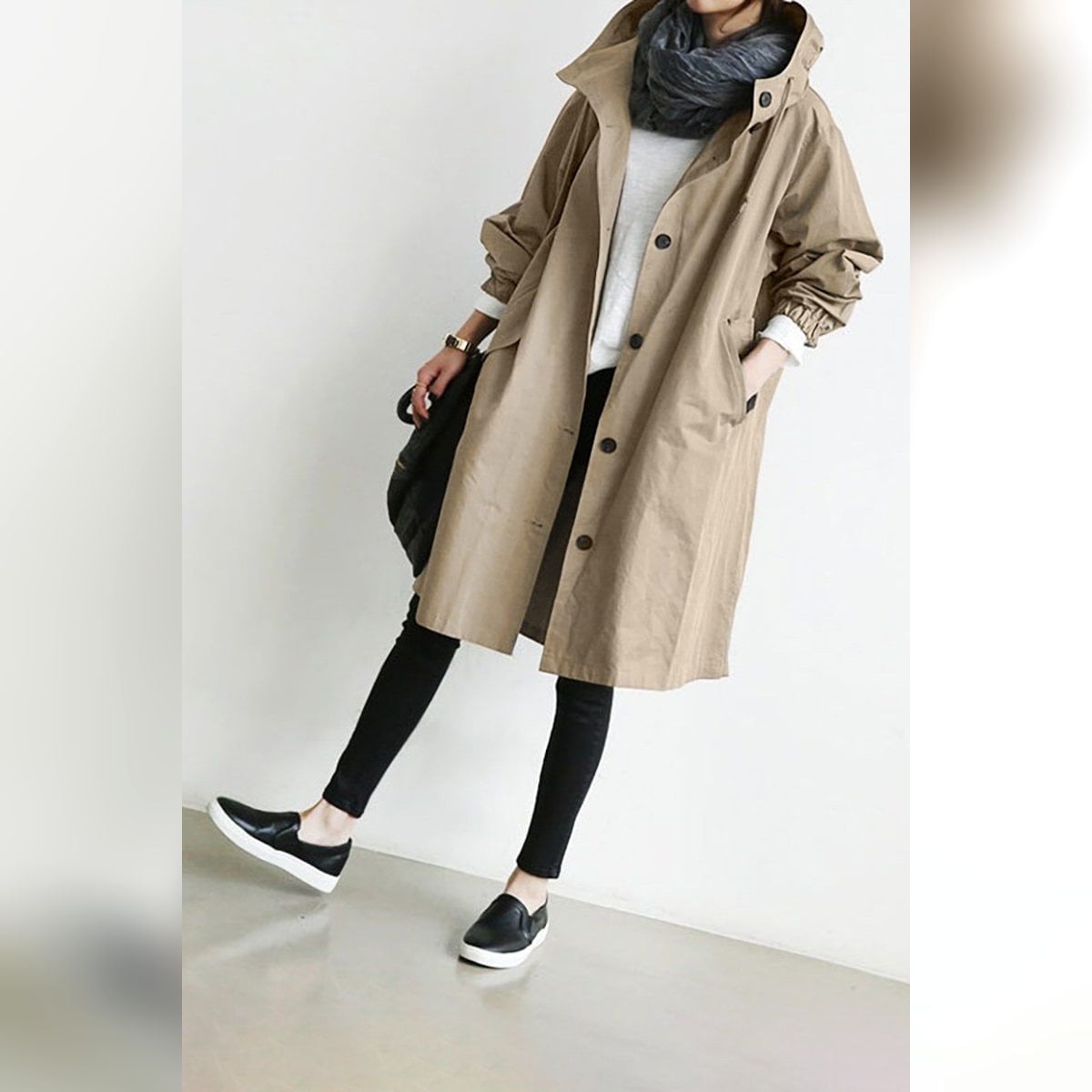 trench coat femme imperméable à capuche en beige