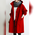 trench coat femme imperméable à capuche en rouge