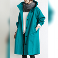 trench coat femme imperméable à capuche en turquoise