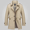 trench-coat homme ceinturé col revers en kaki
