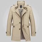 trench-coat homme ceinturé col revers en kaki
