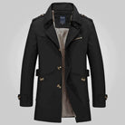 trench-coat homme ceinturé col revers en noir