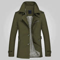 trench-coat homme ceinturé col revers en vert