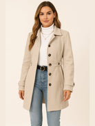 trench femme ceinturé coupe ajustée en champagne