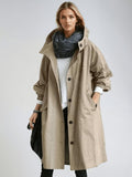trench femme long à capuche oversize en marron