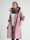 trench femme long à capuche oversize en rose