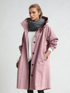 trench femme long à capuche oversize en rose