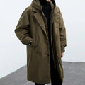 trench homme long à capuche oversize en vert olive