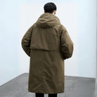 trench homme long à capuche oversize en vert olive