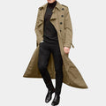 trench homme long double boutonnage en kaki