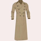 trench homme long double boutonnage en kaki