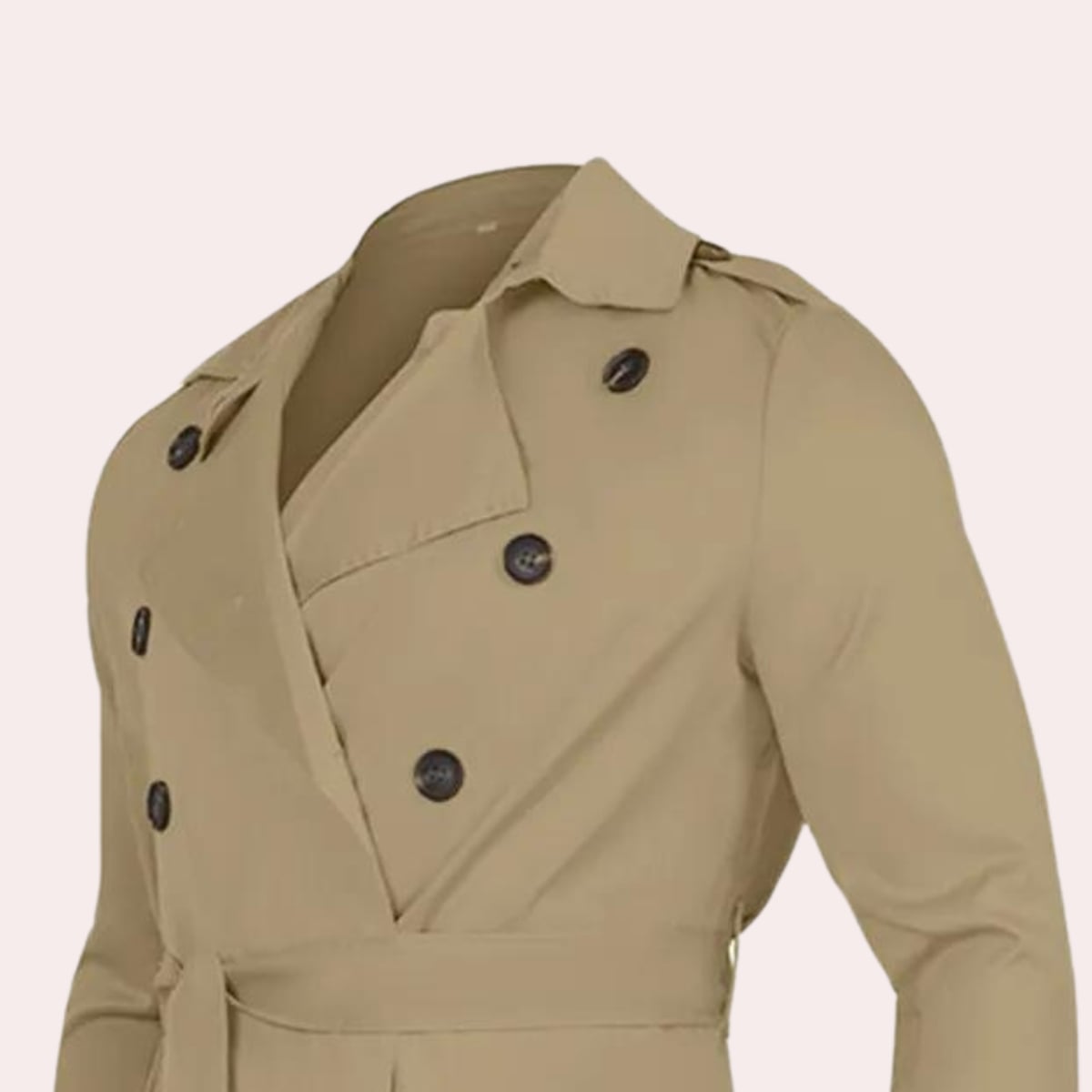 trench homme long double boutonnage en kaki
