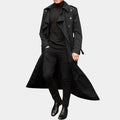 trench homme long double boutonnage en noir