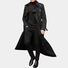 trench homme long double boutonnage en noir