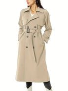 trench long femme double boutonnage ceinturé en beige