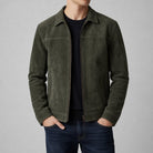 veste biker homme coupe ajustée zippée en vert olive