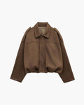 veste bomber femme col chemise en marron