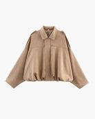 veste bomber femme col chemise en kaki