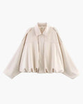 veste bomber femme col chemise en blanc