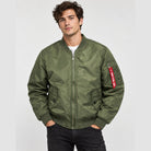 veste bomber homme col montant zippée en vert