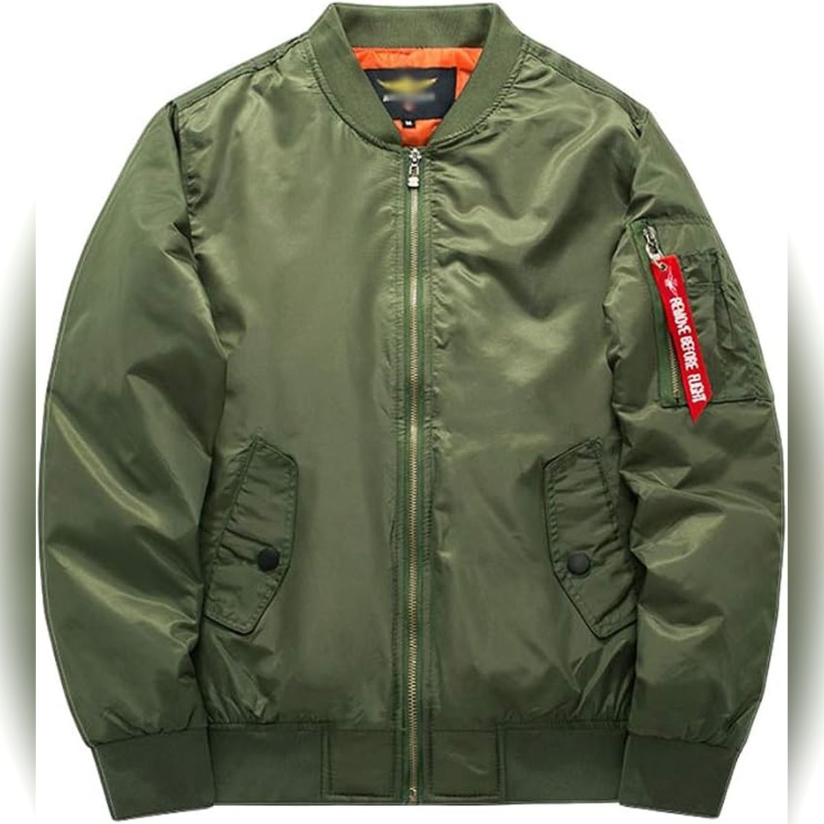 veste bomber homme col montant zippée en vert