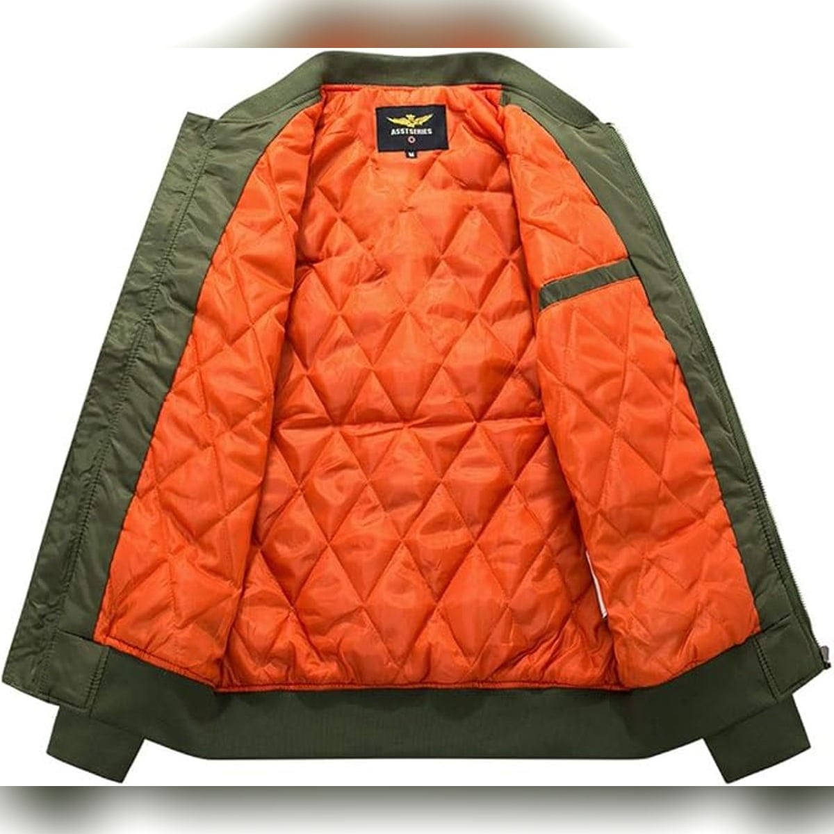 veste bomber homme col montant zippée en vert