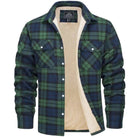 veste chemise homme à carreaux doublée sherpa en vert