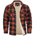 veste chemise homme à carreaux doublée sherpa en orange