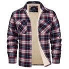 veste chemise homme à carreaux doublée sherpa en rouge