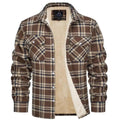 veste chemise homme à carreaux doublée sherpa en kaki