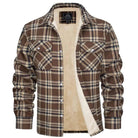 veste chemise homme à carreaux doublée sherpa en kaki