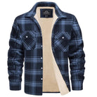 veste chemise homme à carreaux doublée sherpa en bleu marine