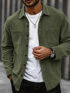 veste chemise homme coupe droite poches plaquées en vert