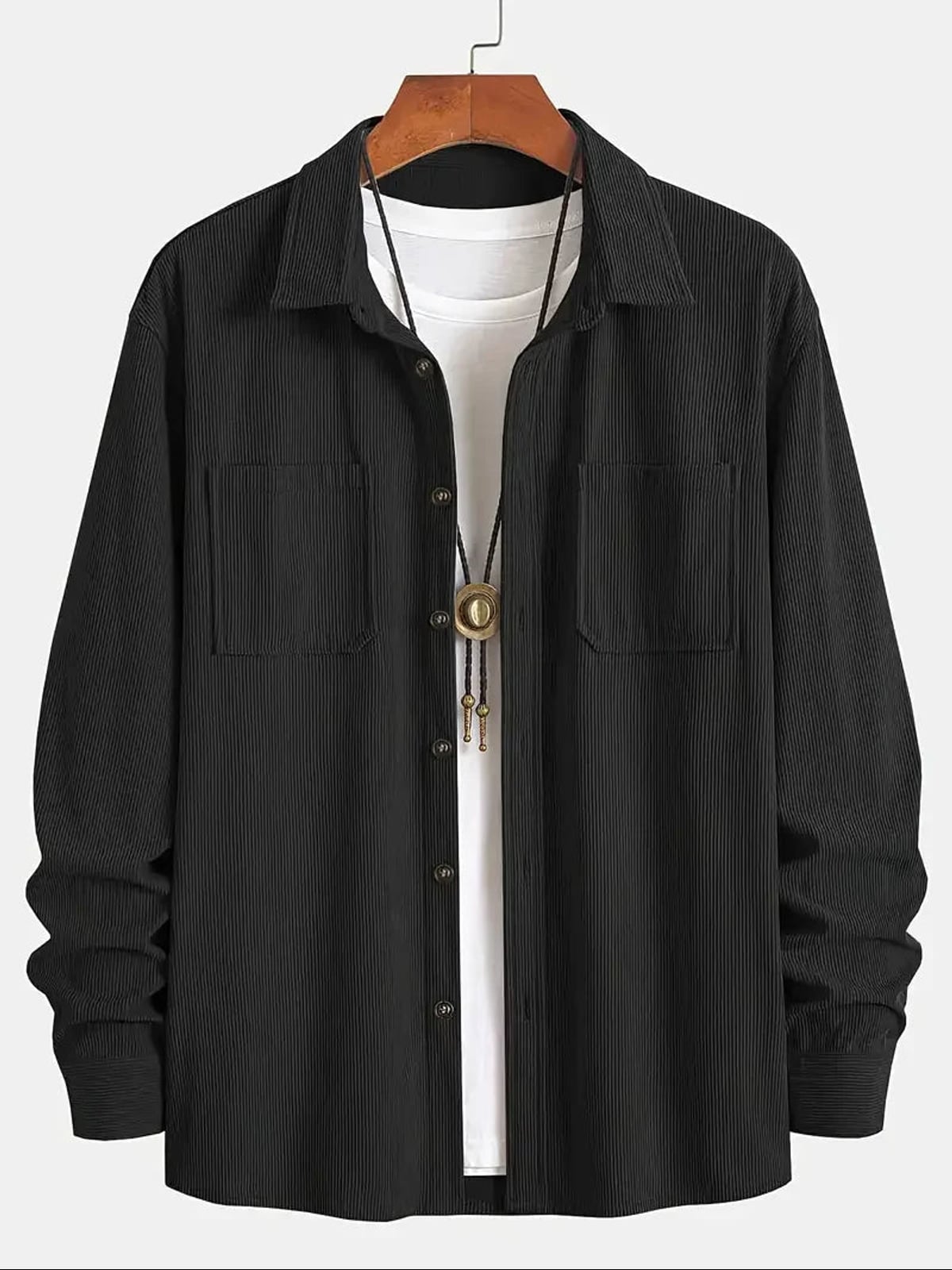 veste chemise homme coupe droite poches plaquées
