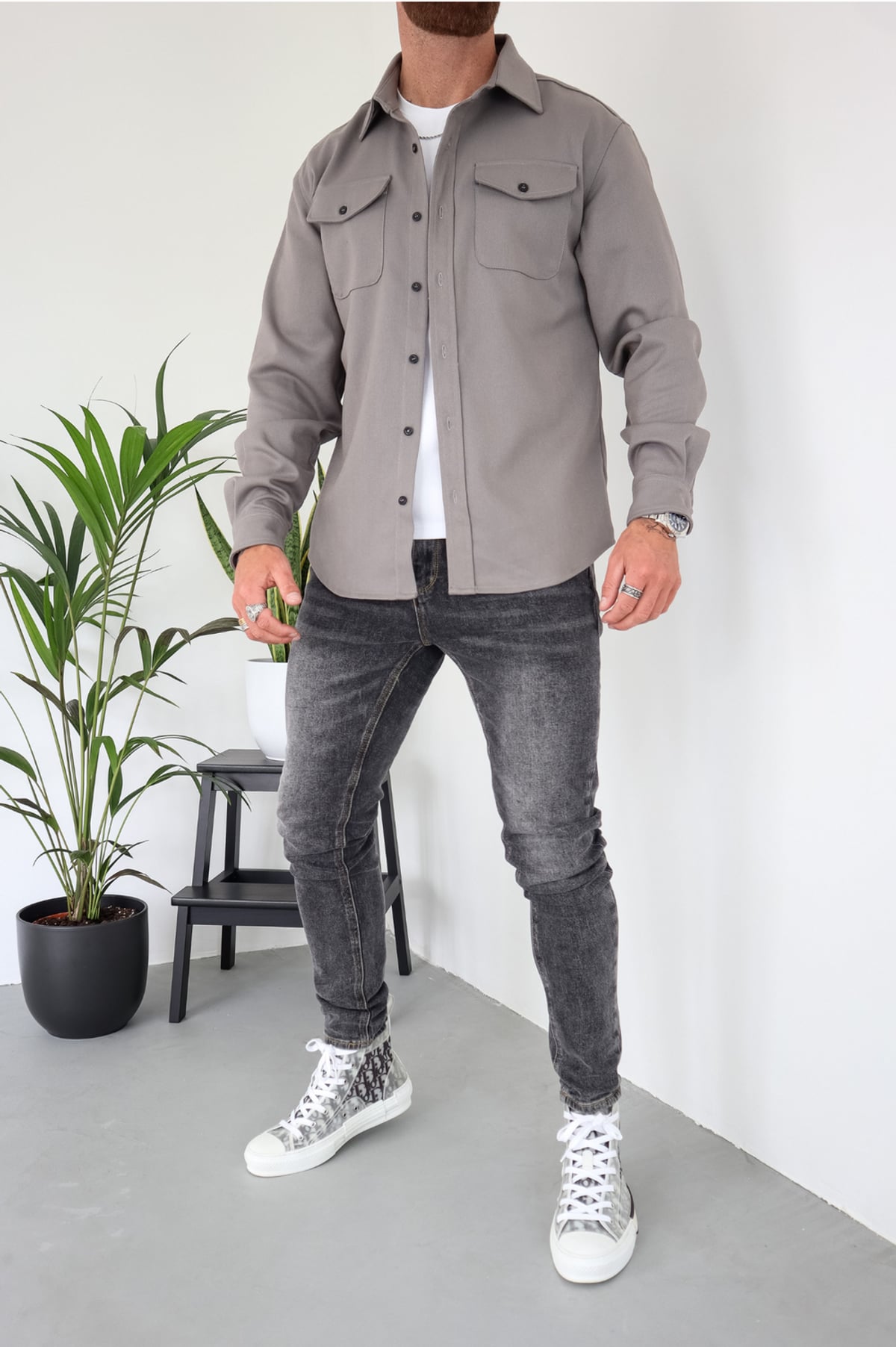 veste chemise homme manches longues poches poitrine
