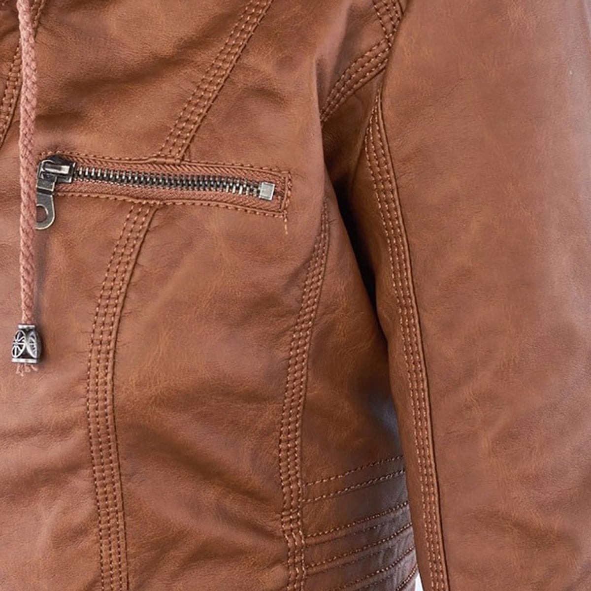 veste courte femme coupe ajustée à capuche en kaki