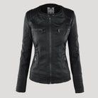 veste courte femme coupe ajustée à capuche en noir