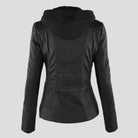 veste courte femme coupe ajustée à capuche en noir