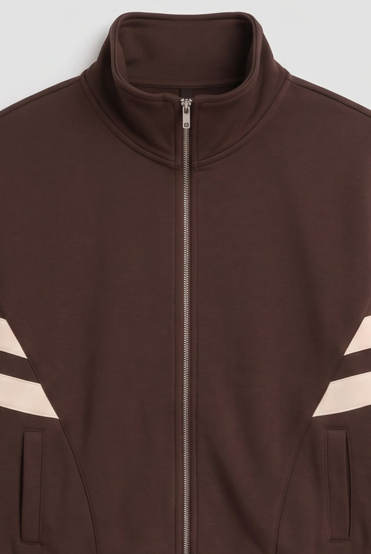 veste de survêtement femme zippée bandes contrastées en marron