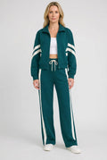 veste de survêtement femme zippée bandes contrastées en vert