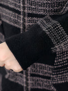 veste femme à capuche zippée carreaux en gris
